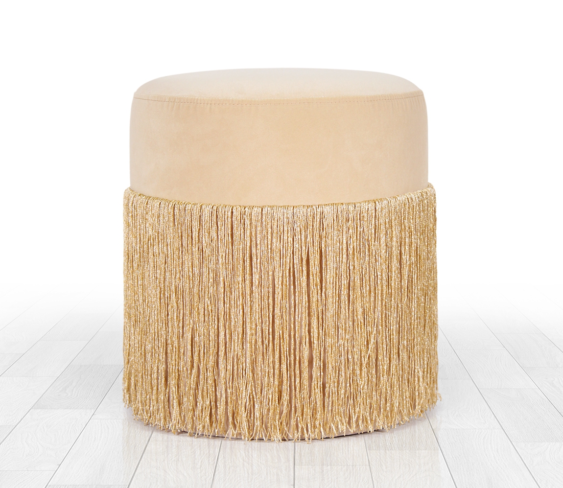 Merkür Püsküllü Puf - Altın