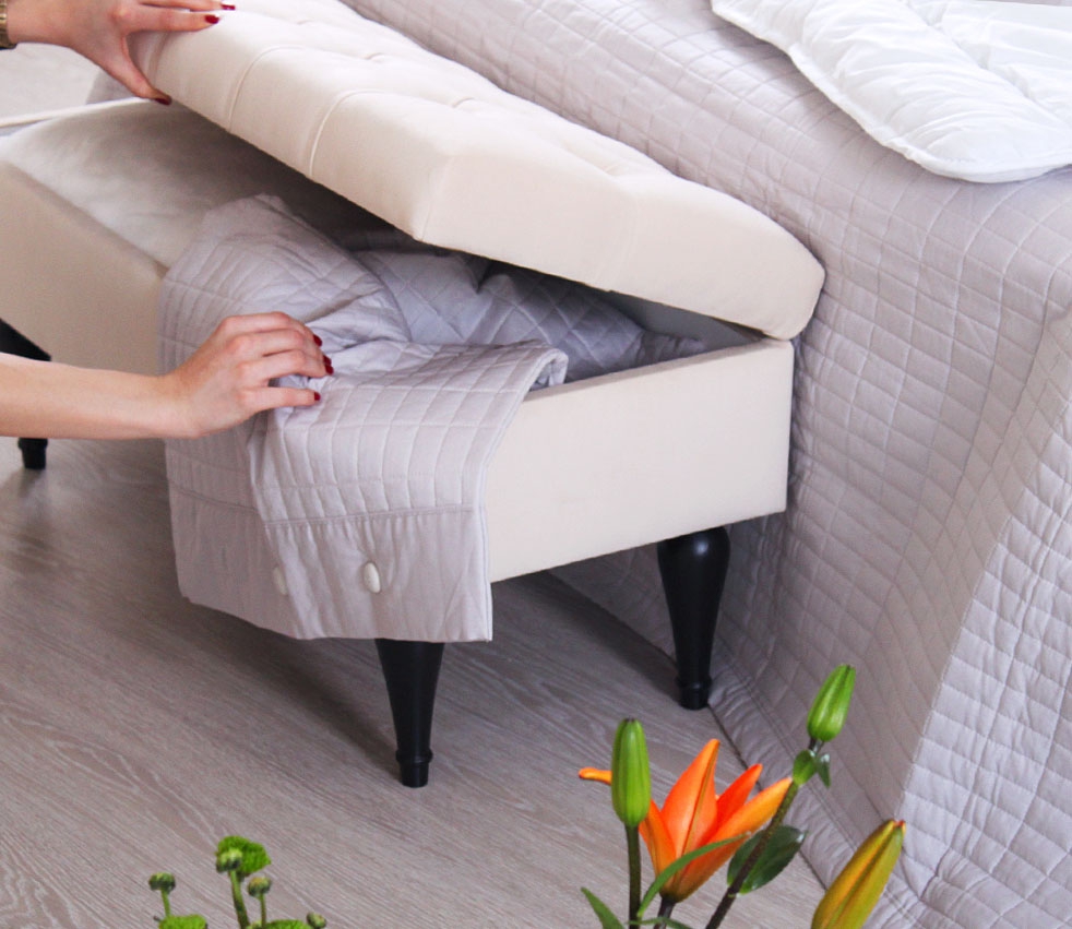 Maye Sandıklı Puf - Krem