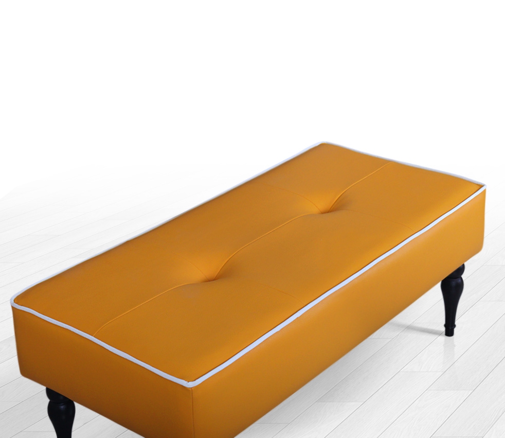 Lungo Deri Bench Puf - Turuncu