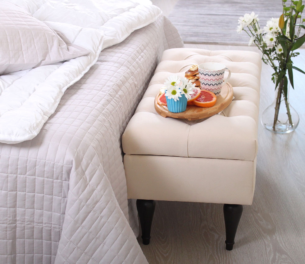 Maye Sandıklı Puf - Krem