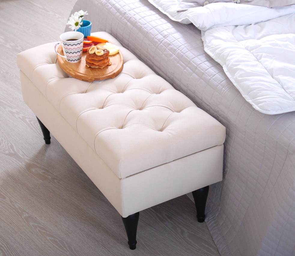 Maye Sandıklı Puf - Krem