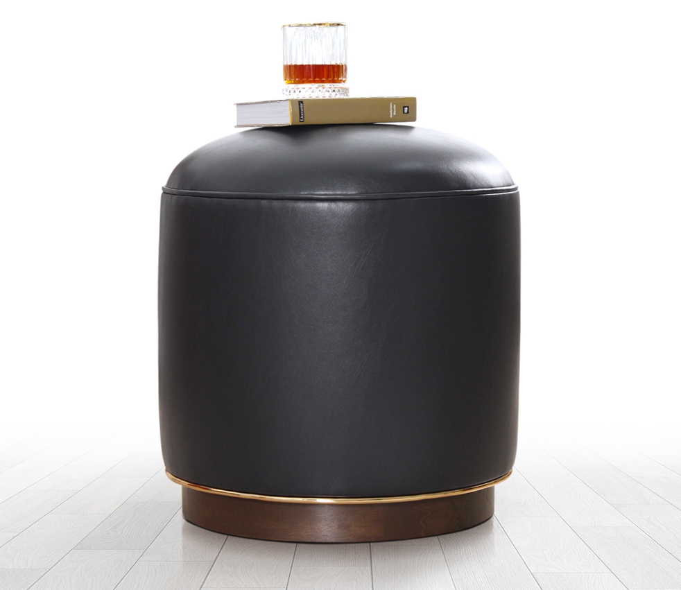 Milotte Deri Puf - Siyah