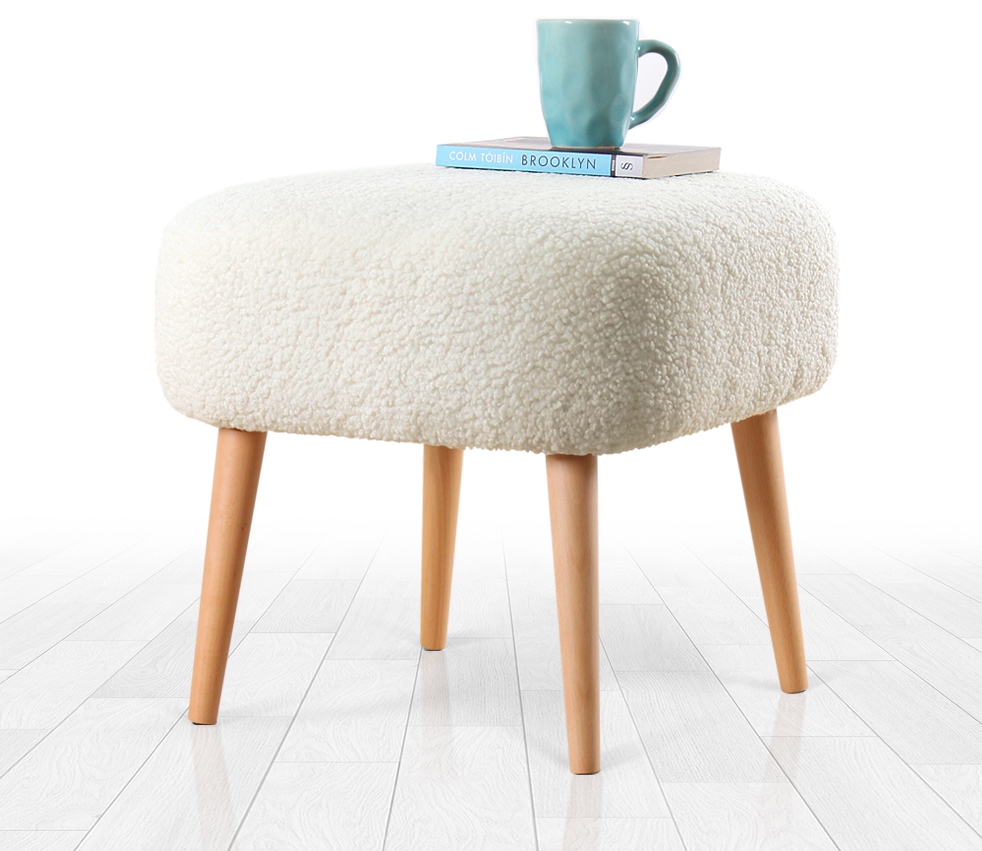 Lamberr Kürk Puf - Beyaz