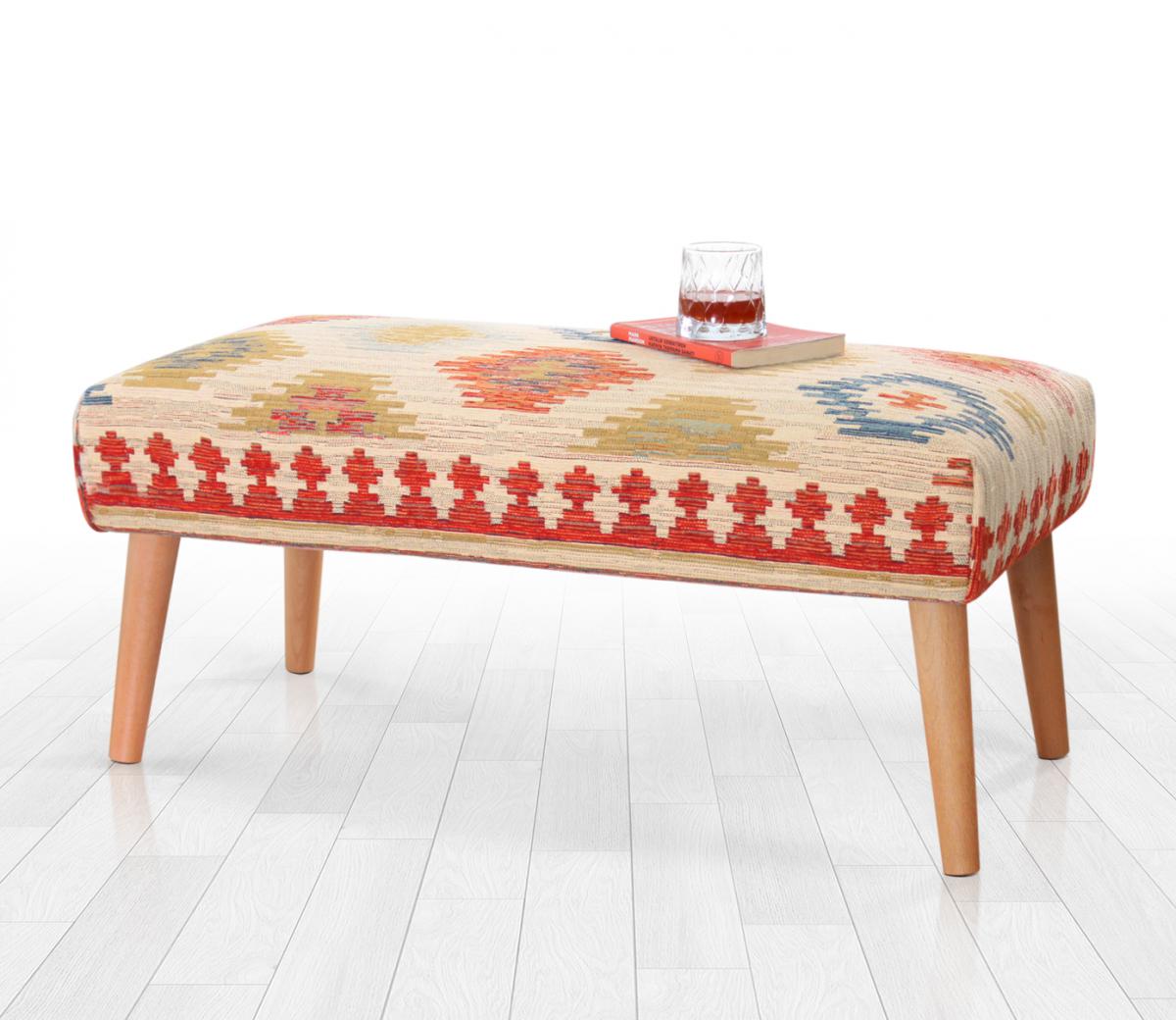 Beshir Kilim Bench Puf - Krem
