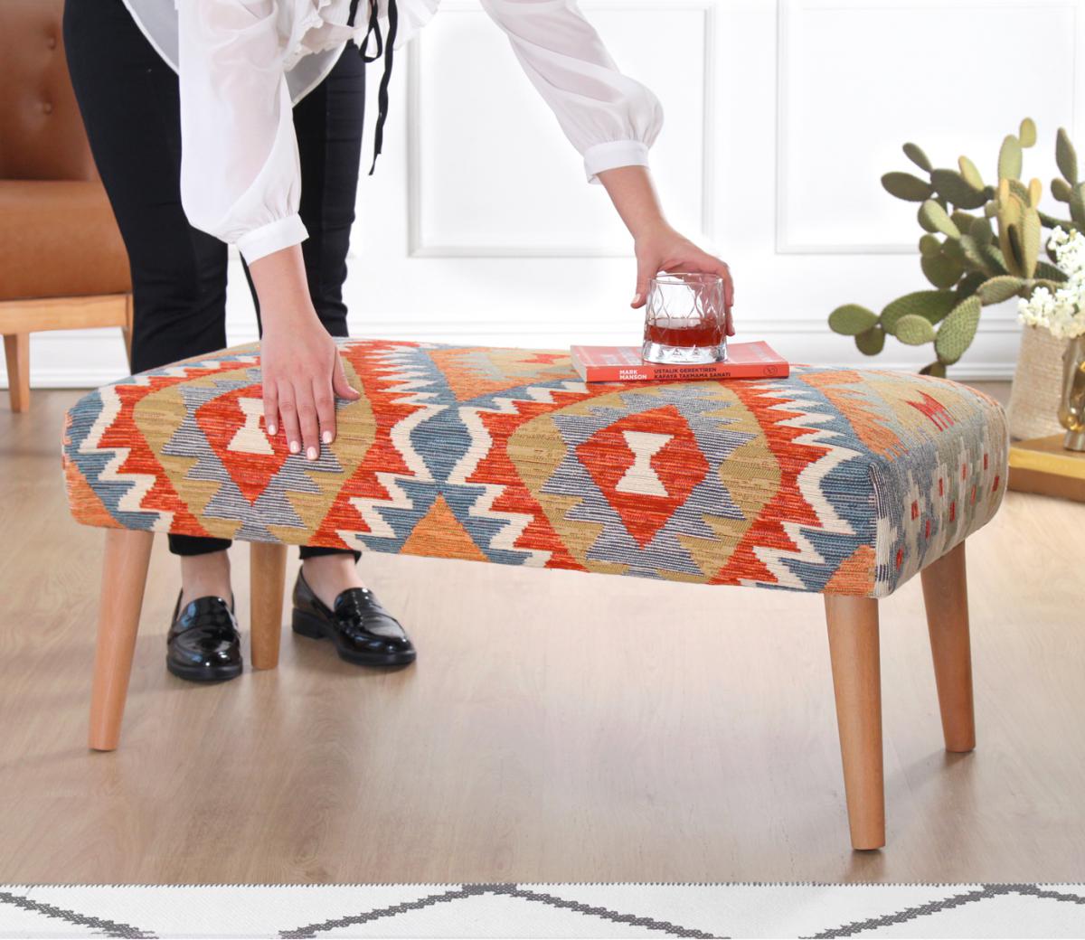 Beshir Kilim Bench Puf - Rumi