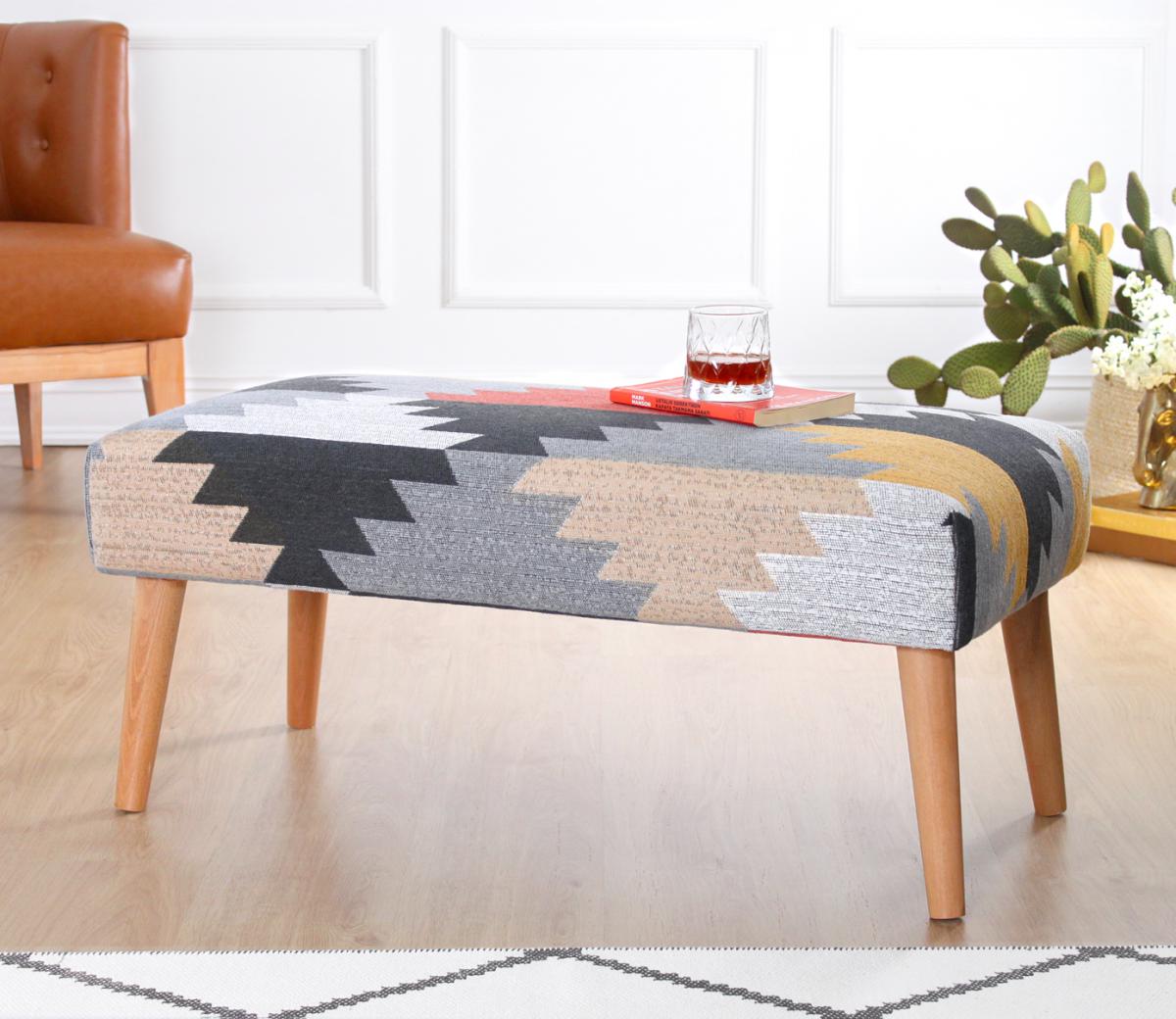 Beshir Kilim Bench Puf - Yaprak