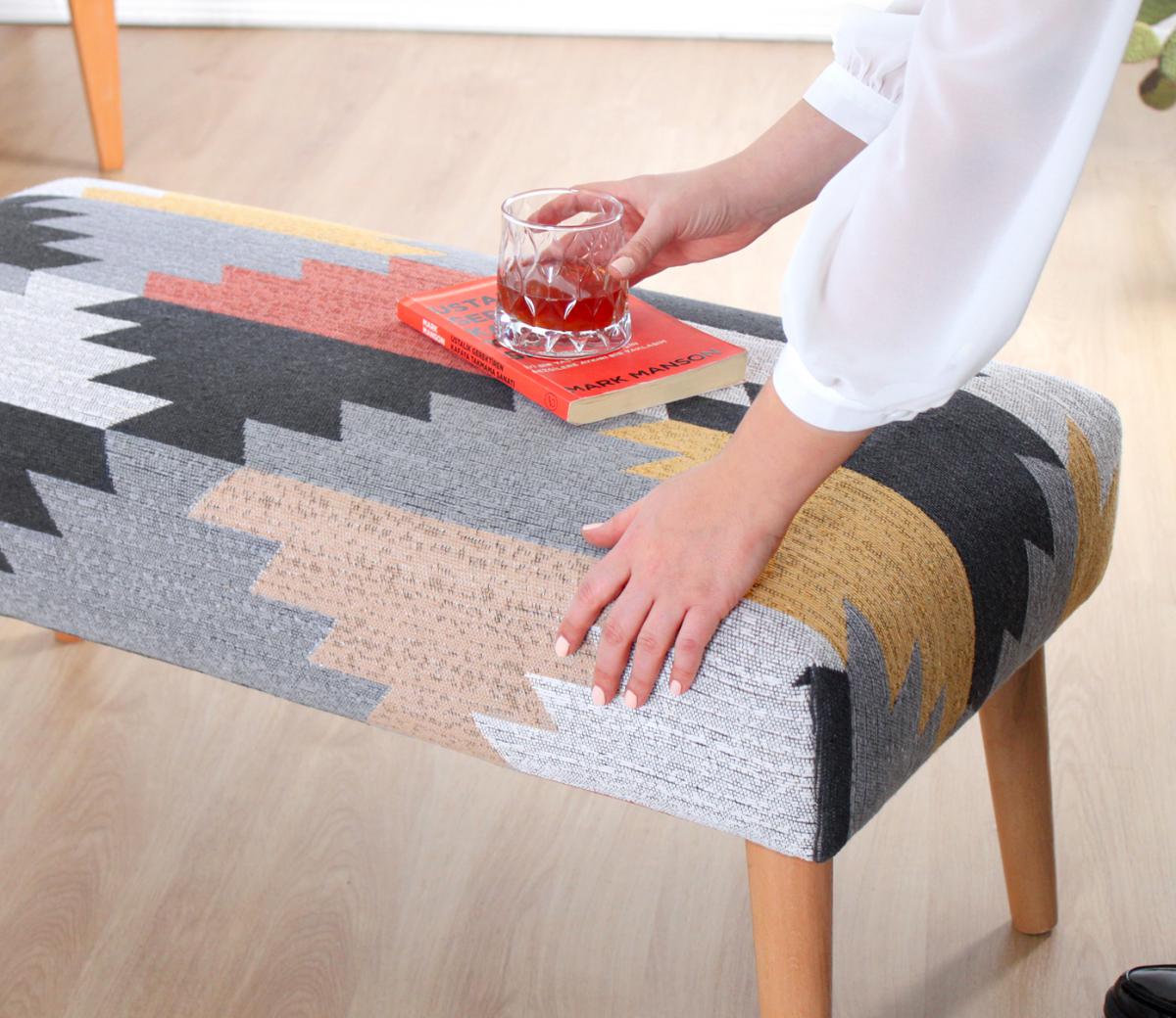 Beshir Kilim Bench Puf - Yaprak