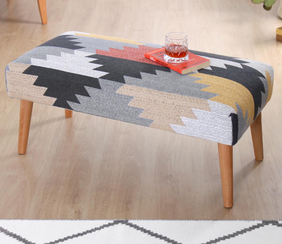 Beshir Kilim Bench Puf - Yaprak
