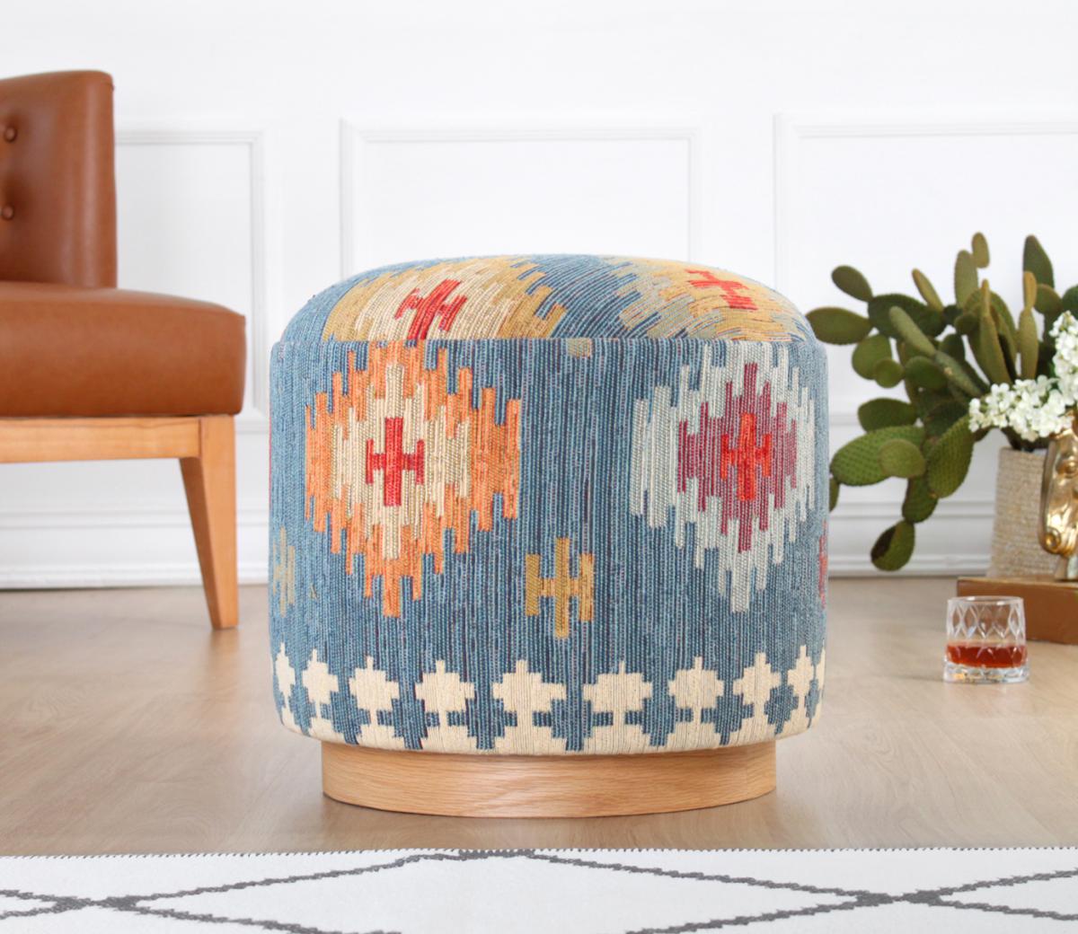 Ferruz Kilim Puf - Mavi