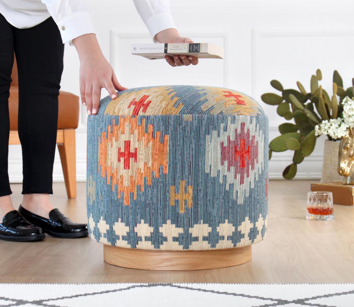 Ferruz Kilim Puf - Mavi