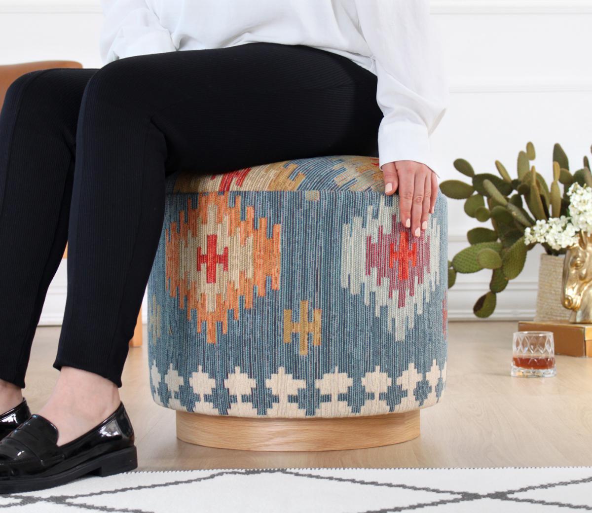Ferruz Kilim Puf - Mavi