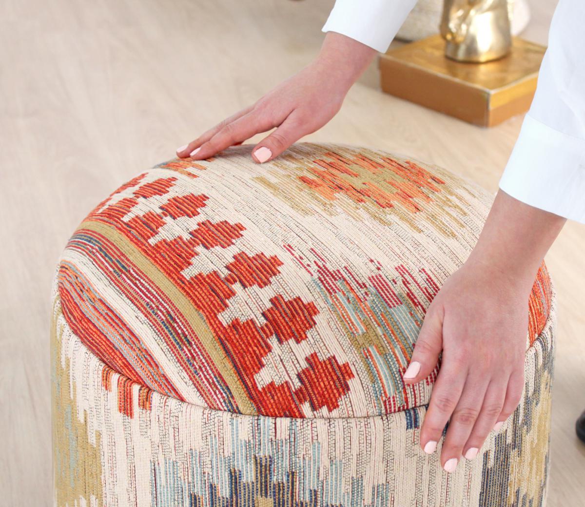 Ferruz Kilim Puf - Krem