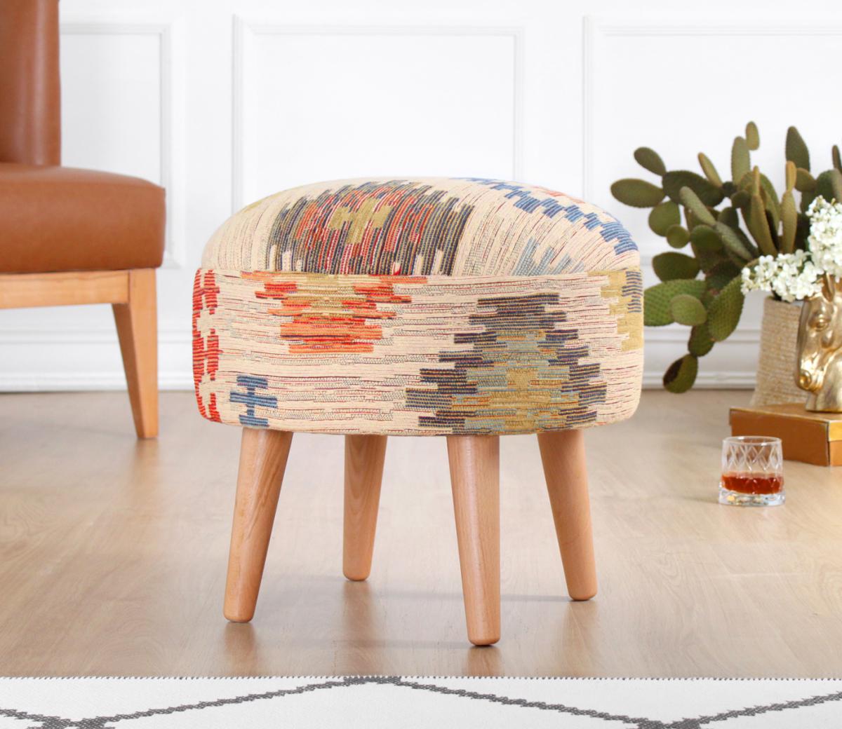 Sefian Kilim Puf - Krem