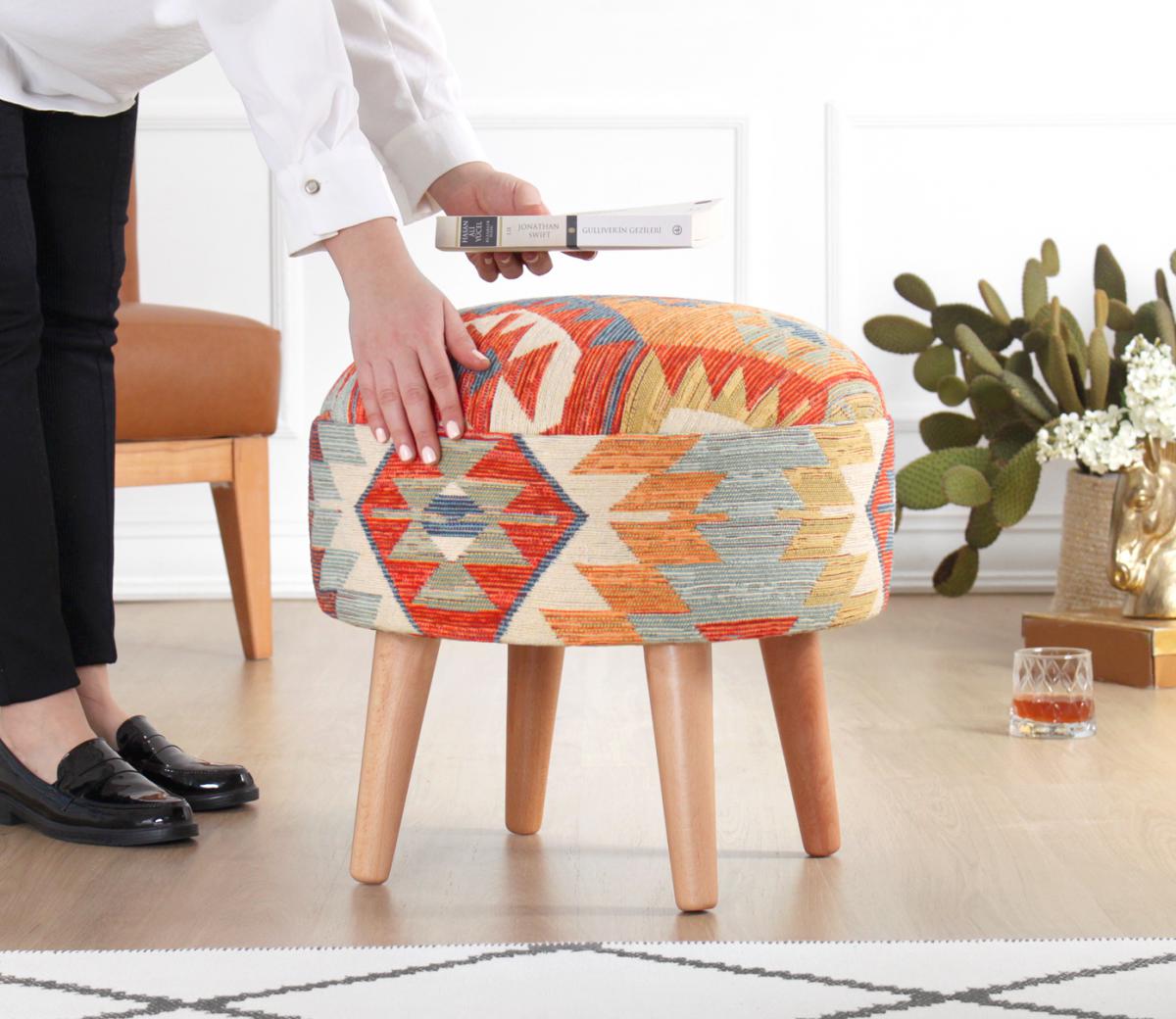 Sefian Kilim Puf - Rustik