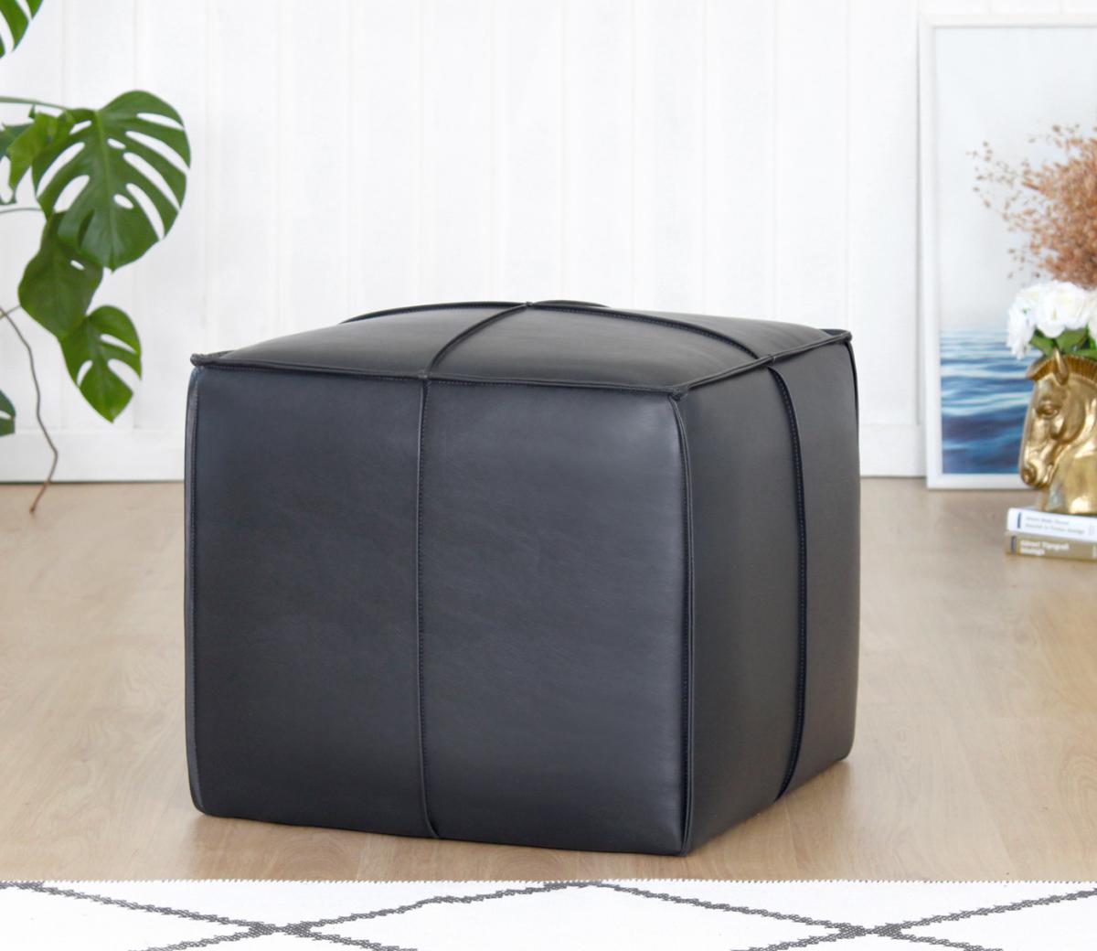 Ottowel Deri Puf - Siyah